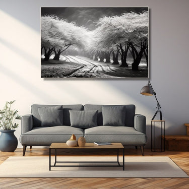 Black and White Cherry Blossom Painting